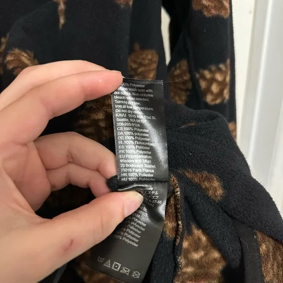 Kavu Black Fleece Zip Pullover with Brown Pinecone Print - Women’s - Picture 5 of 7